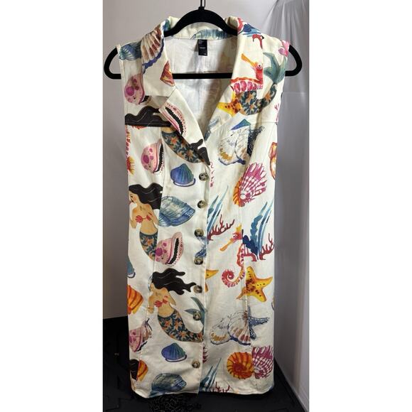 CIDER Dresses & Skirts - CIDER Women's 1XL Sleeveless Knee Length Cotton Dress Mermaid Ocean Beach Travel